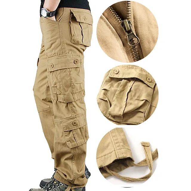 Men's Cargo Pants Cargo Trousers Trousers 8 Pocket Plain Comfort Outdoor Daily Going out Cotton Blend Fashion Streetwear Camouflage Blue Camouflage Black
