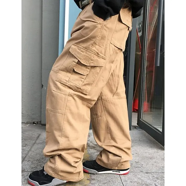 Men's Cargo Pants Cargo Trousers Pocket Plain Comfort Breathable Outdoor Daily Going out Casual Big and Tall Black Green